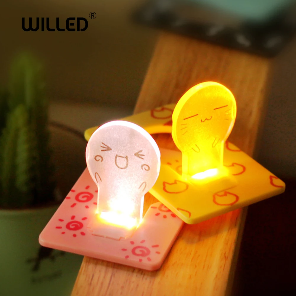 

card size foldable 1 Pcs LED Night light Credit Pocket Lights Portable Cool Children's Lamp Decoration House