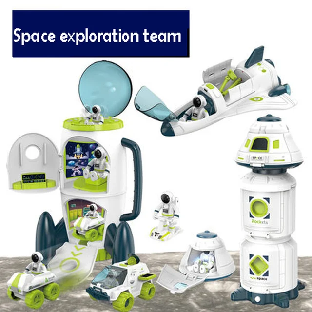 Acousto Optic Space Rocket Toy Astronaut Spaceship Toys Model Shuttle Space Station Rocket Aviation Series Toys Child Gift 2