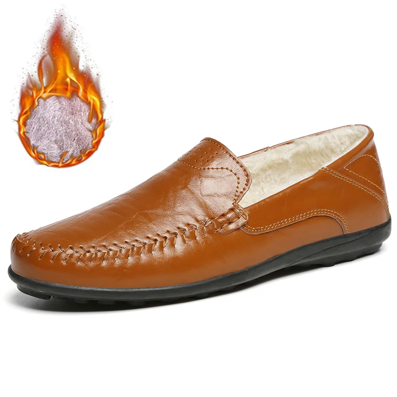 Fur red 8008-34 Размеры 38-47; кожаная мужская обувь; повседневные удобные лоферы; мокасины; обувь высокого качества; мужская легкая обувь для вождения; Новинка года - Цвет: Fur red 8008-34