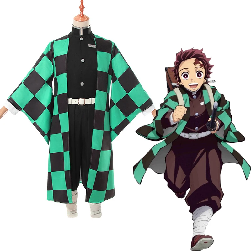 Аниме Demon Slayer Kimetsu No Yaiba костюмы для косплея Tanjirou Kamado кимоно тканевый костюм клинок