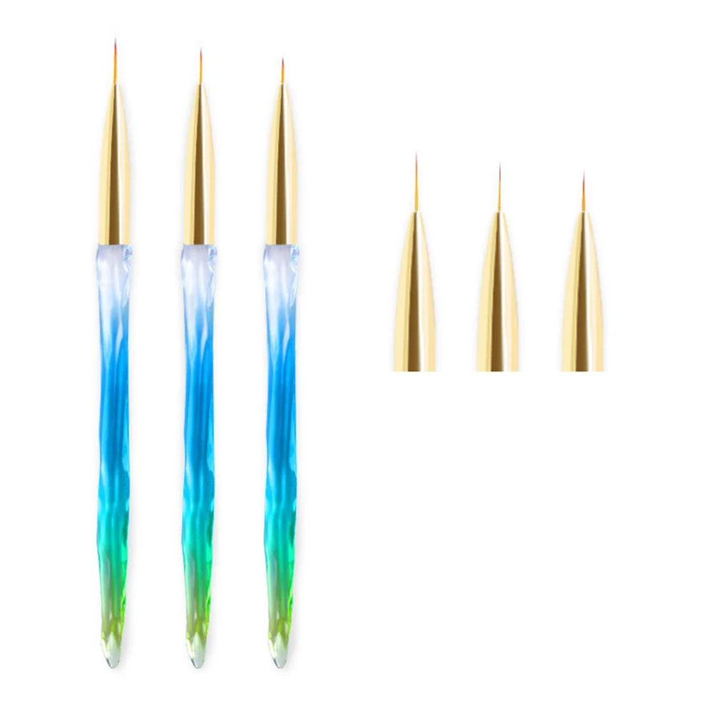 3 шт./компл. прочной картины ручной домашний маникюрный ручной инструмент Nail Art Кисти акриловые блеск ручка с мягкой головкой DIY Рисунок пером