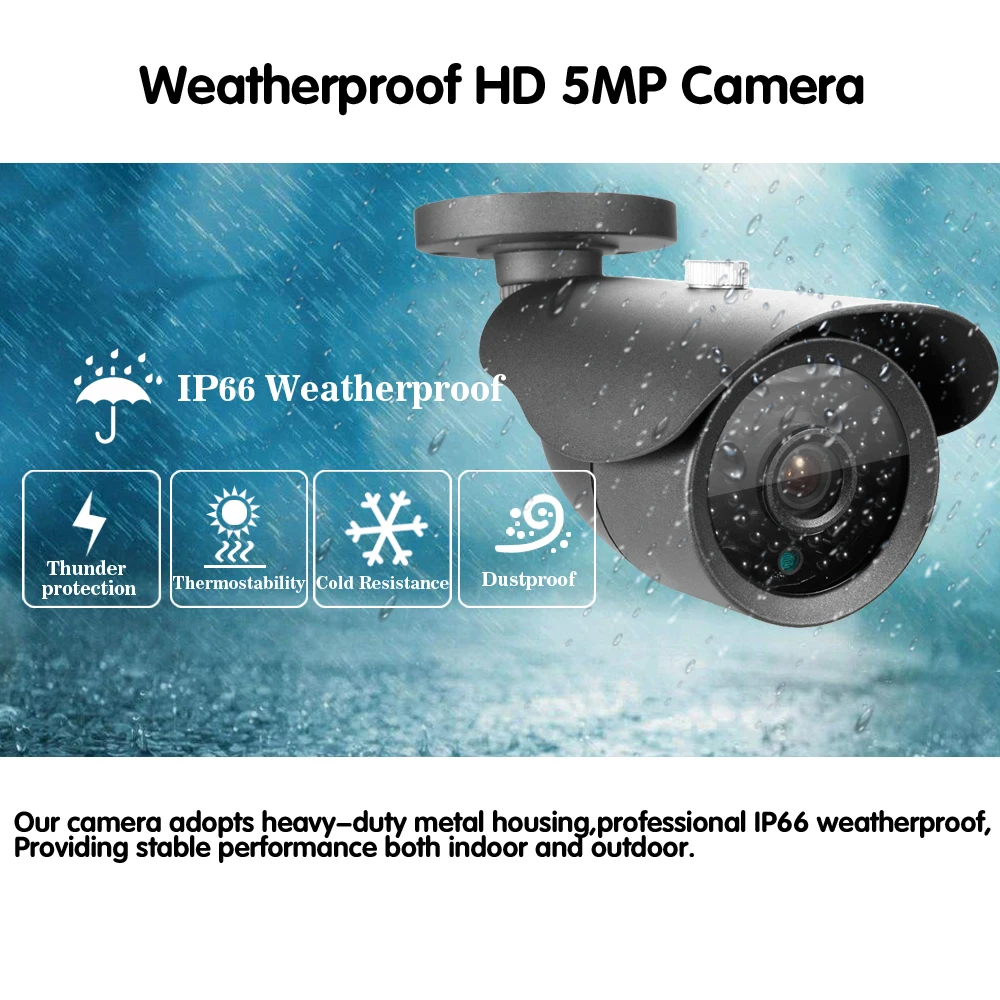 H.265+ 5MP Ultra HD 16CH DVR CCTV система безопасности 16 шт. IP66 Weaterproof открытый 5MP камера комплект видеонаблюдения