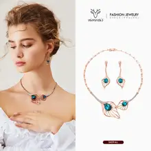 Viennois Новое Розовое золото Цвет Кристалл Стразы набор украшений для женщин геометрическое Ожерелье Висячие серьги вечерние ювелирные изделия