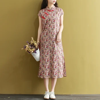 

2020 chinese dress cheongsam qipao cheongsam modern cotton and linen cheongsam dress gown traditional embroidery qipao dress