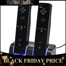 Новое поступление двойной пульт дистанционного управления зарядная станция с 2 перезаряжаемыми батареями и светодиодный светильник для wii пульт дистанционного управления r30