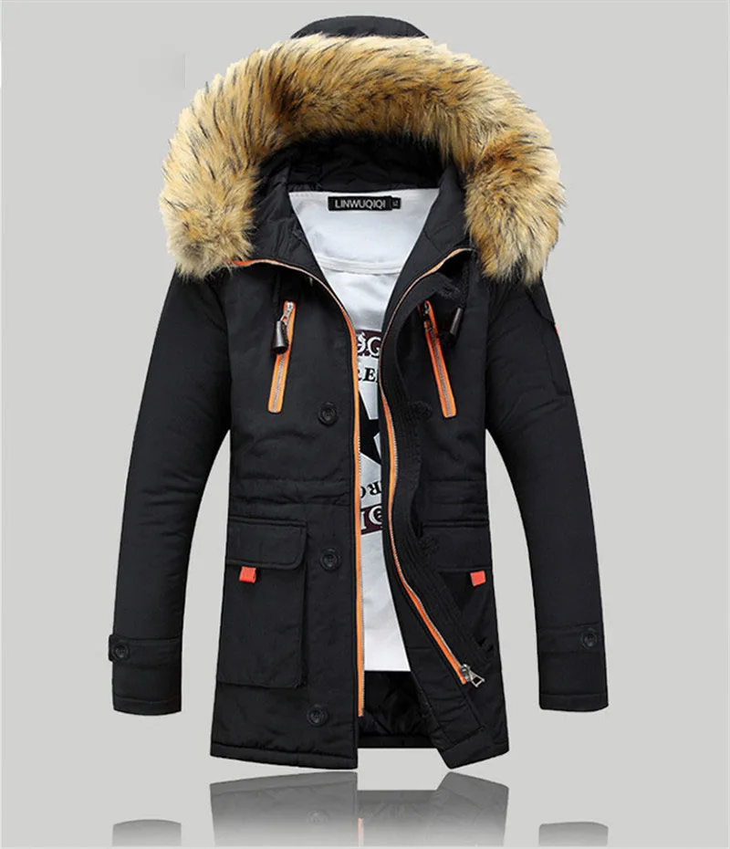Зимняя мужская куртка новое длинное пальто хлопок плюс бархат толстый теплый большой меховой воротник парка плюс размер 8XL Рождественская одежда