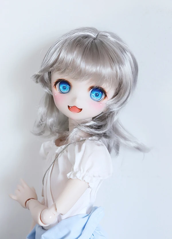 Парик куклы Bjd 1/3 1/4 9-1" 7-8" Серебряный парик средней длины имитация мохера японский мягкий шелк BJD Кукла SD MSD парик