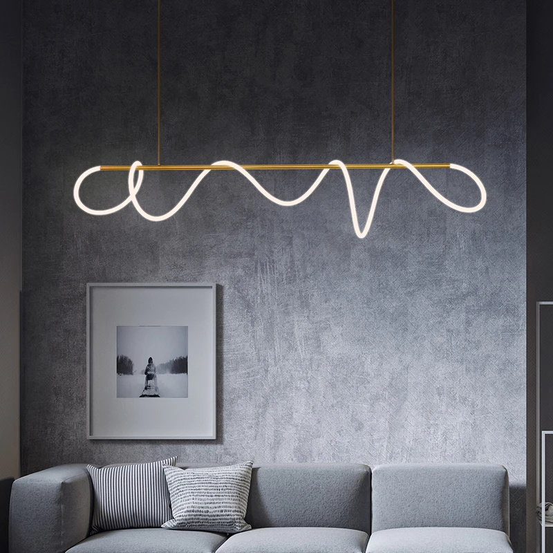 Nordic Minimalist Line Ring Pendant Light Modern LED Notes Hanging Lamp LOFT Dining Room Living Room Home Deco Lighting Fixtures afbeelding
