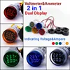 Mini Digital Voltmeter Ammeter 22mm Round AC 50-500V 0-100A Amp Volt Voltage Tester Meter Dual LED Indicator Pilot Lamp Light ► Photo 1/6