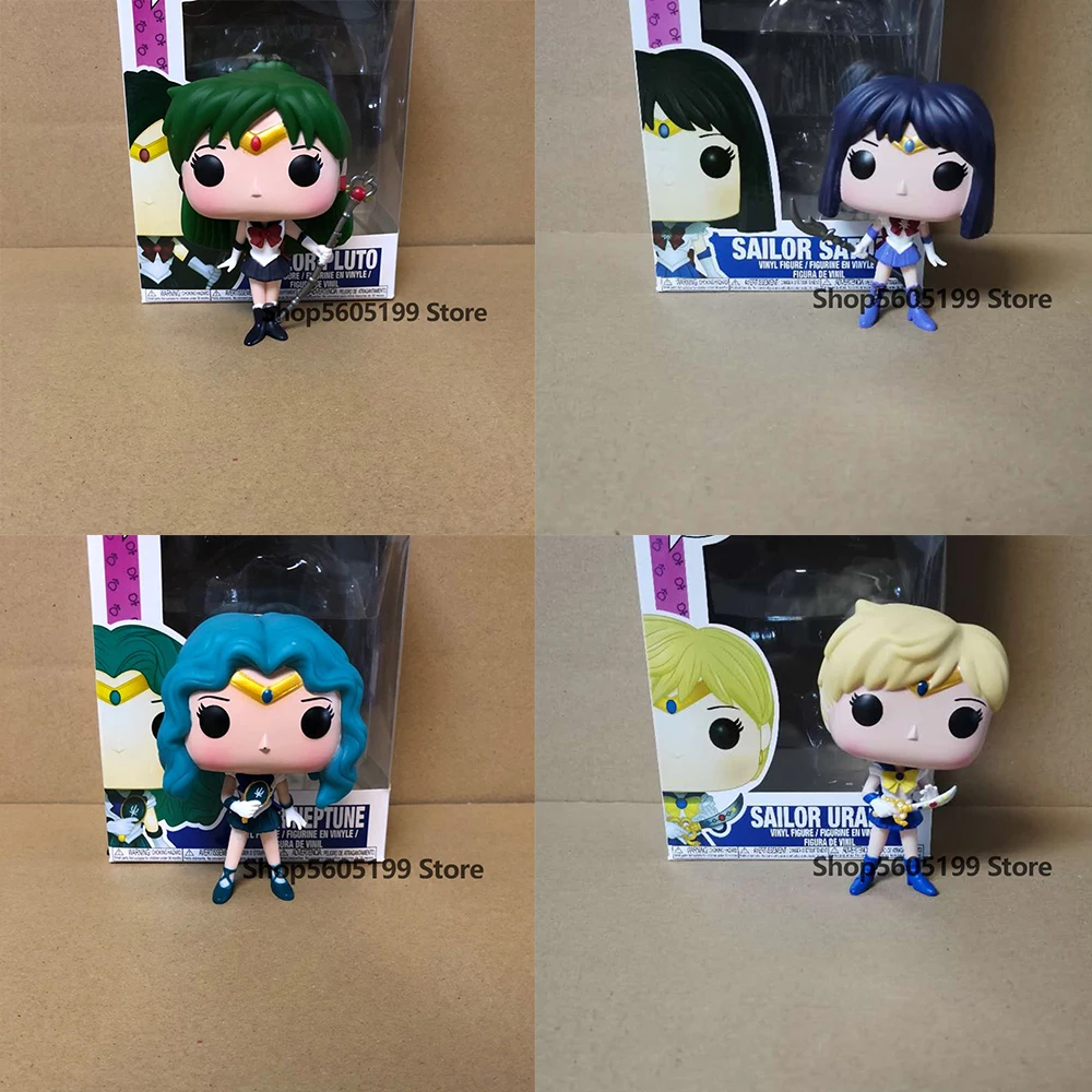 

NEW! POP Sailor Moon&Luna CHIBI MOON PLUTO NEPTUNE URANUS Characte with box Vinyl Action Figures Model Toys for Children gift