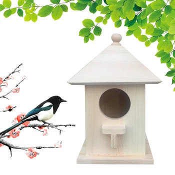 

Wooden Birdhouse Nesting Box Hanging Bird House Home Garden Decoration Material Wood Feathered Friends