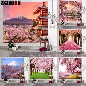 

Japanese Style Tapestry Wall Hanging Beach Blanket Cherry Blossoms Tapestry Home Decorative Flower Decorative Wall Mats Cloth