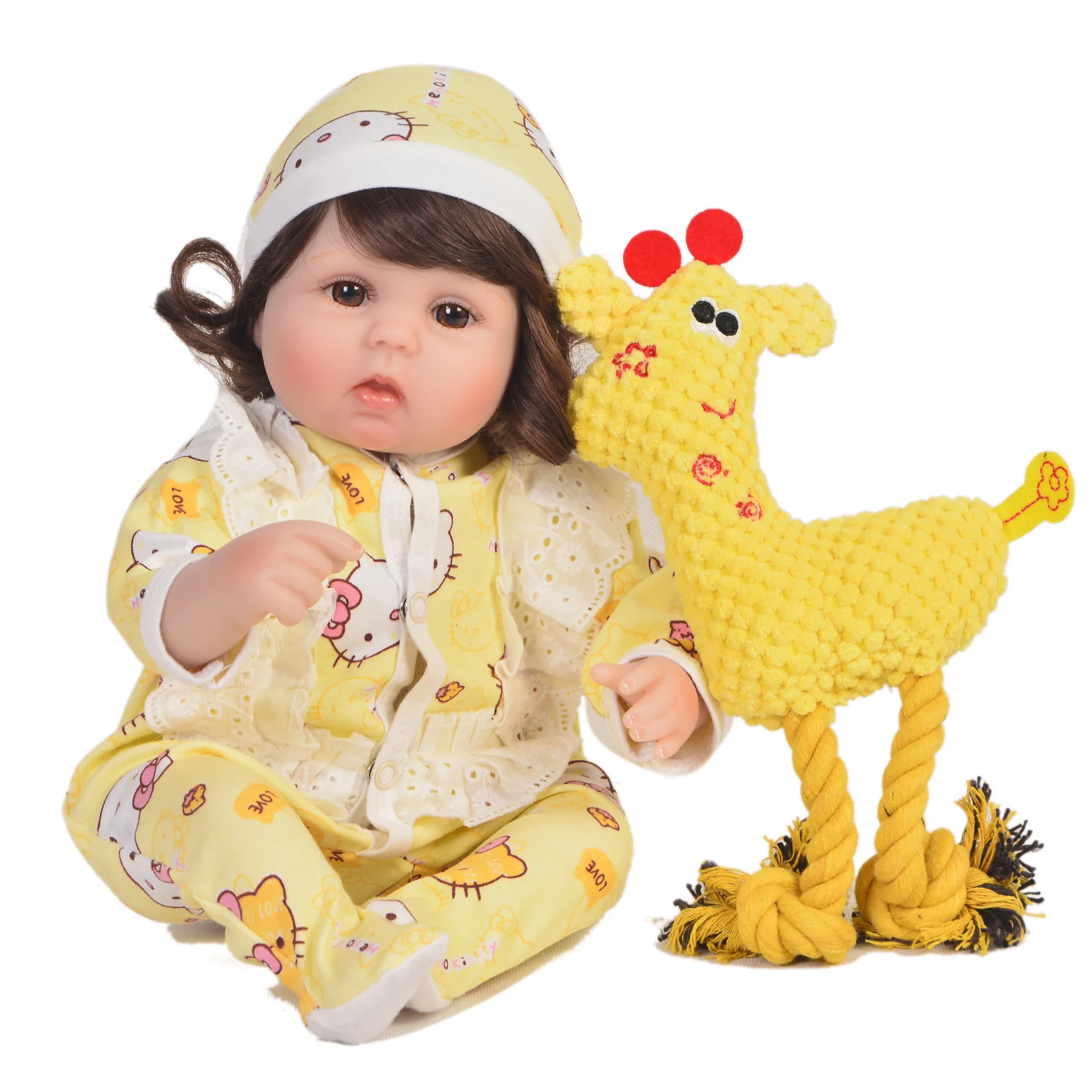 

Keiumi Reborn Baby Doll Reborn Baby Doll 17-Inch Cloth Body Model Infant Curly Hair New Style