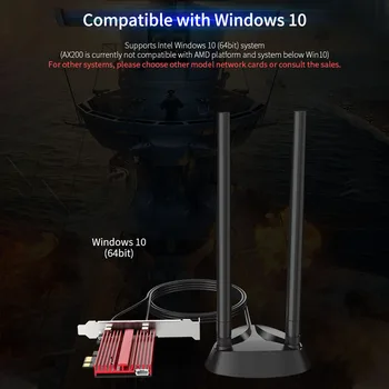 

AX200plus PCIE Network Card Aluminum Alloy Accessories Wifi6 3000Mbps 2.4G 5.8G Game With Movable Antenna High Speed Dual Band