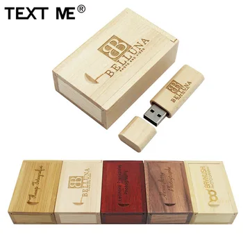 

TEXT ME gift pendrive wooden+box Personalized LOGO usb flash drive 4GB 8GB 16GB 32GB 64GB usb 2.0 photography