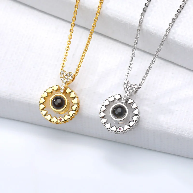 Прямая поставка Nieuwe Goud Zilver 100 Talen I Love U Projectie вешалка Ketting Romantische Liefde Geheugen Bruiloft