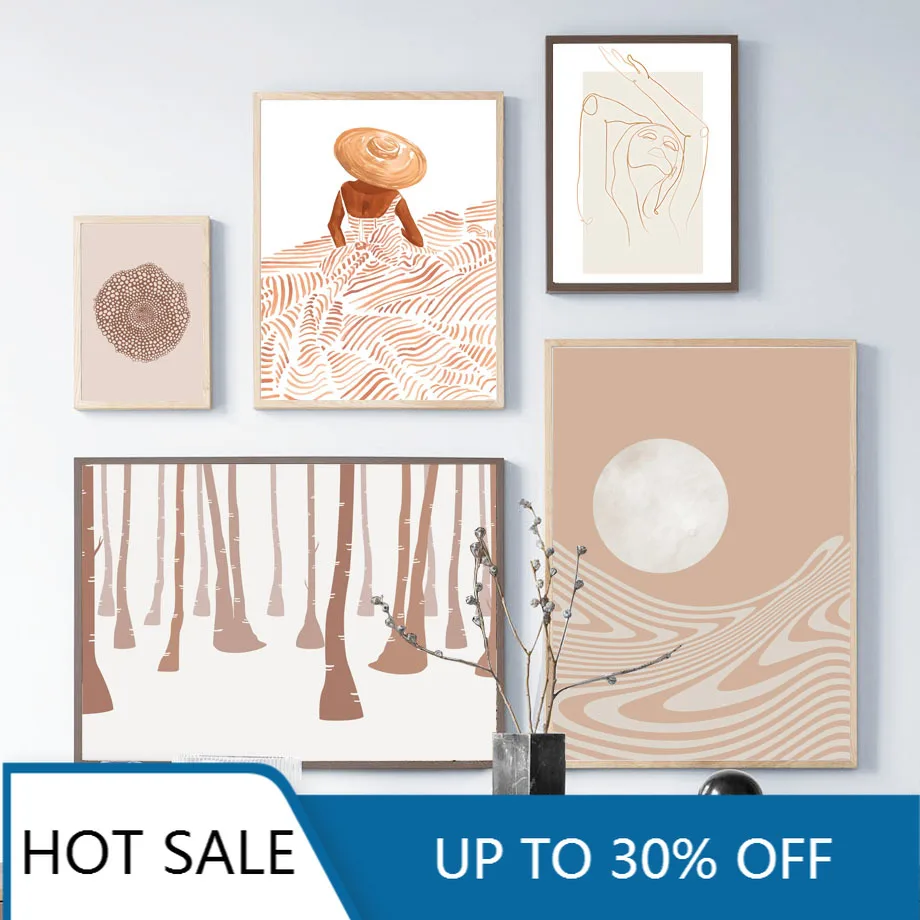 

Abstract Sexy Girl Sun Forest Wall Art Canvas Painting Nordic Posters And Prints Minimalist Decor Pictures For Home Decoration