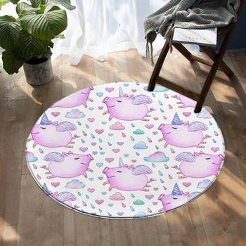 

Cartoon love fat pig European and American bedroom carpet round mat living room carpet 60cm 80cm 100cm 120cm 150cm
