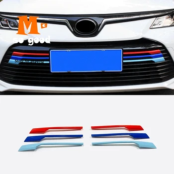 

6pcs For Toyota Corolla Sedan 2019 2020 ABS Car Front Head Grille Fence Decoration strip Cover Trim Car styling Accessories