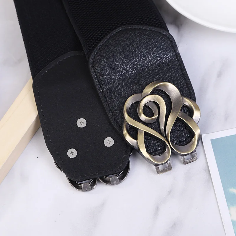 65 Style New Korean Windbreaker Elastic Wide Women Waistband A Variety Alloy Buckle Retro Belt All-Match Dress Women Accessory high waist belt for dresses