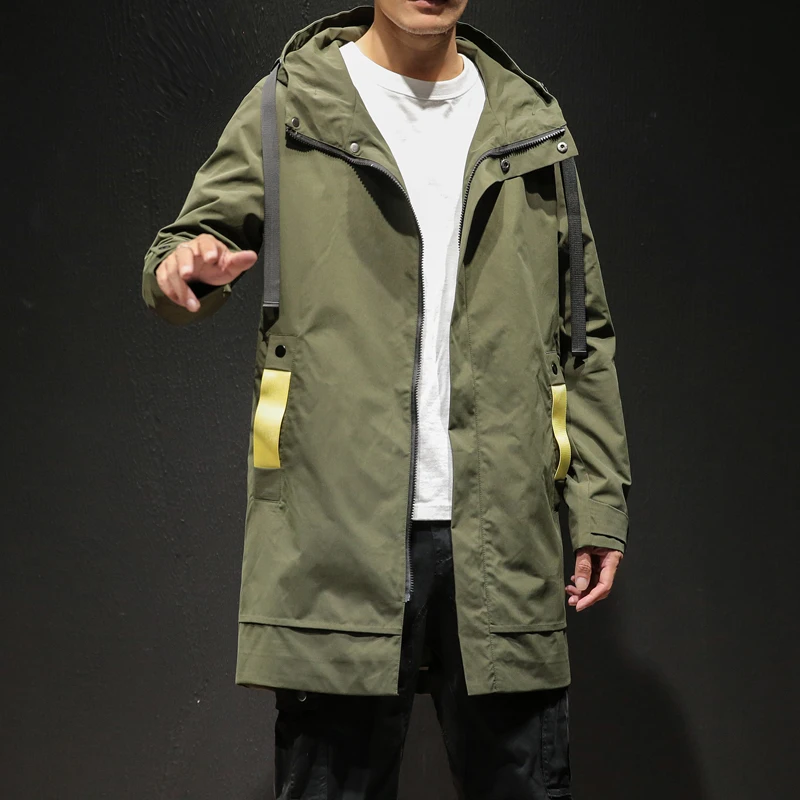 

2019 Casual Mens Windbreaker Jackets Long Trench Coat For Men Spring Autumn Winter Clothes