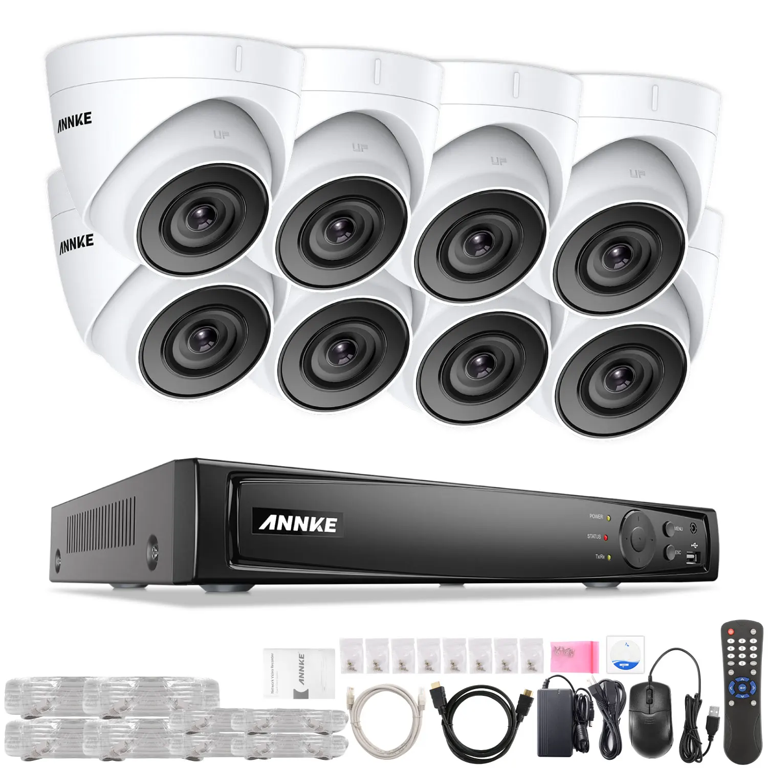 8PCS Cameras ANNKE 8CH FHD 5MP POE сетевой видеорегистратор безопасности Системы 4K H.265+ NVR с 4X8X5 Мп EXIR Ночное видение всепогодный WI-FI IP Камера - Цвет: 8PCS Cameras
