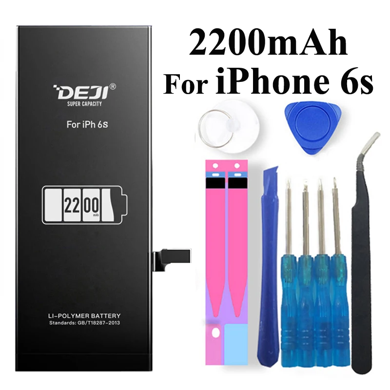 Deji Аккумулятор для Apple iPhone 5s 6 6s iPhone5s iPhone6 iPhone6s 1800mAh-2200mAh сменный литий-полимерный батарея+ бесплатный инструмент For Apple iPhone 5s 6 6s iPhone5s iPhone6 iPhone6s Мобильный телефон батарея