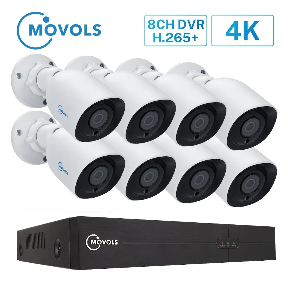 Система видеонаблюдения MOVOLS 4K Ultra HD 8 каналов H.265 DVR Мп ИК камер наблюдения с