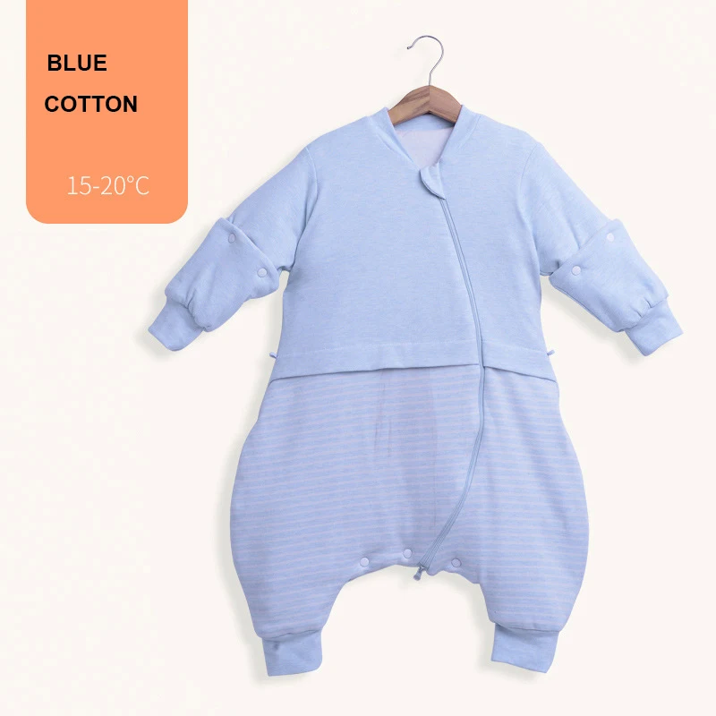 blue.Cotton Детский спальный мешок; комбинезоны; детская спальная одежда; хлопковая одежда для активного отдыха; съемный рукав; детское постельное белье - Цвет: blue.Cotton