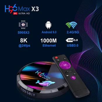 

H96 Max X3 Smart TV Box Android 9.0 Amlogic S905X3 Support Google Play 5G Wifi 8K Bluetooth Netflix Youtube IPTV Set Top Box