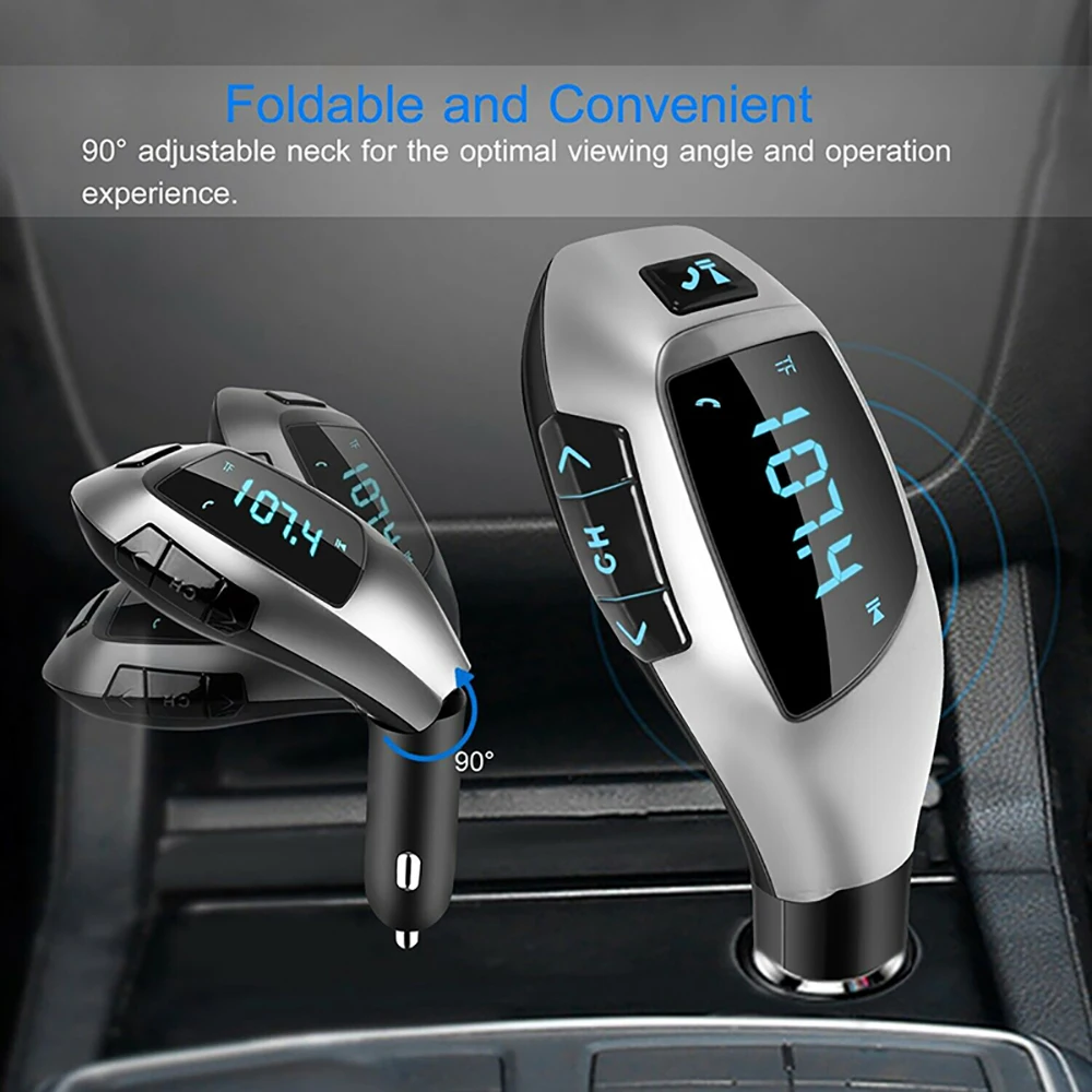 VicTsing ЖК-экран беспроводной Bluetooth fm-передатчик автомобильный комплект Hands-free Звонки MP3-плеер USB зарядное устройство складной fm-передатчик