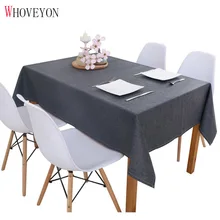 WHOVEYON Solid Color Linen Tablecloth Kitchen Table Waterproof Oilproof Tablecloth Thick Rectangular Table Cover Tea Table Cloth