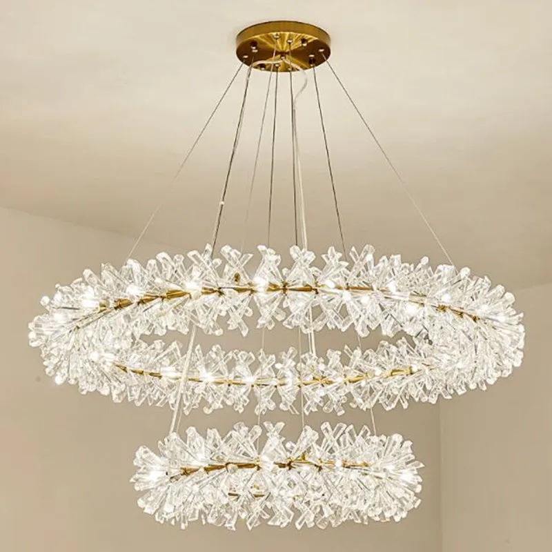 

Nordic Led Light Chandelier for Living Room Crystal Round Chandelier Lighting Adjustable Luxury Indoor Lights