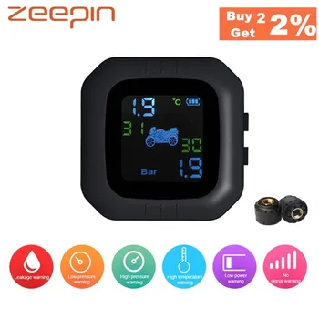 

Zeepin Motorcycle TPMS USB Charging LCD Screen Display Real-time Motorbike Tire Pressure Monitoring System with 2External Sensor