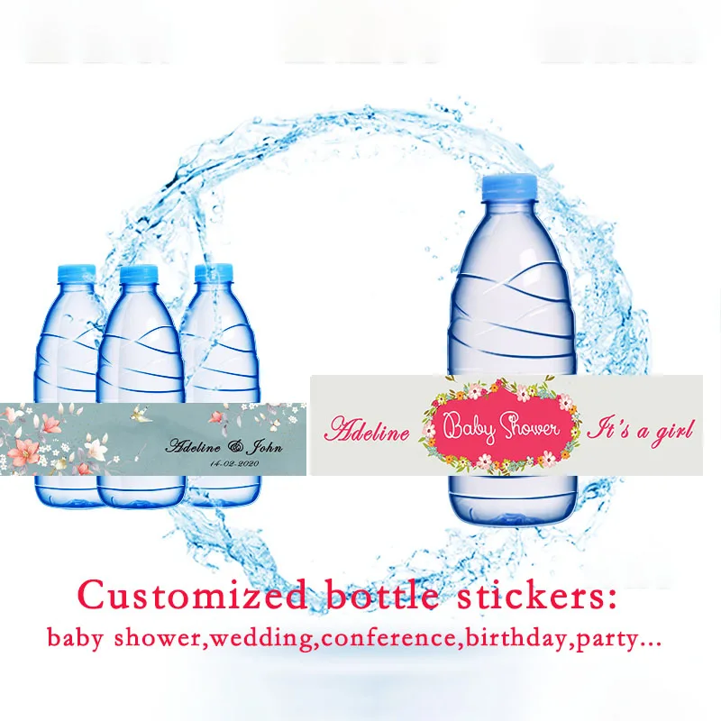 

200pcs customized Mineral water bottle sticker baby shower wedding birthday meeting logo self adhesive Beverage plastic label