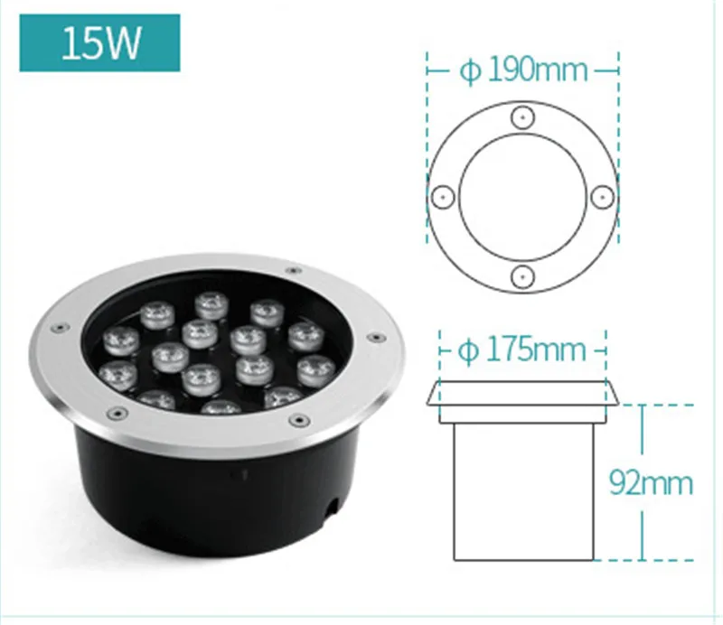 IP68 LED Waterproof Underground light Recessed Garden Lighting Floor light Square Outdoor Lamp LED Spot light AC110 220V 15W 18W