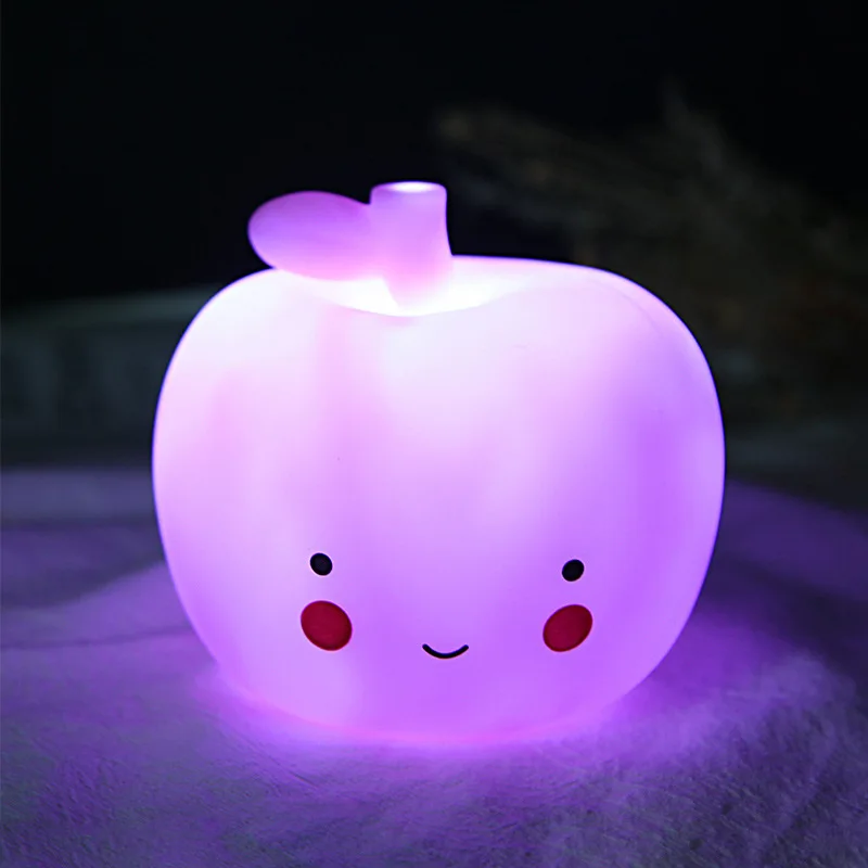 red Led красочные мягкие Apple маленький ночник силиконовые оригинальность Детские энергосберегающие прикроватные детские лампы игрушка украшение на Рождество дома - Испускаемый цвет: red