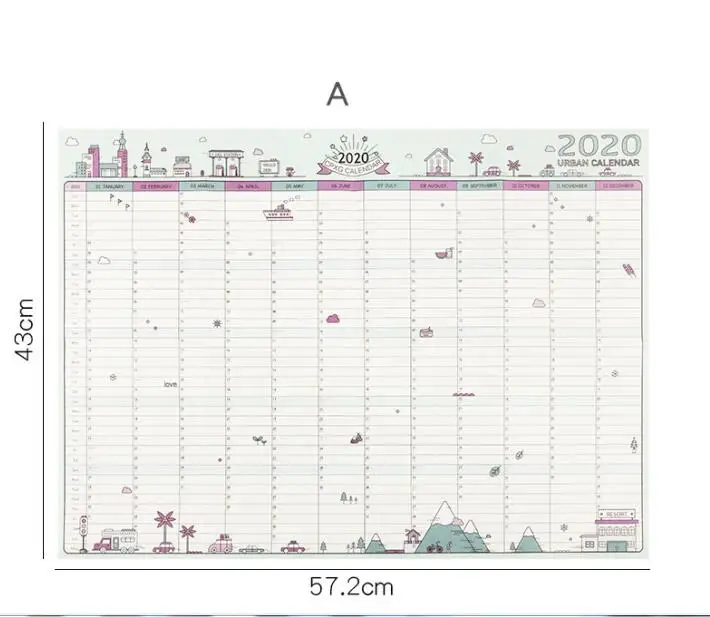 365 дней, настенный бумажный календарь, офисный, школьный ежедневник, заметки, очень большой, для учебы, новогодний план, расписание 43*58 см - Цвет: style No. 1   House