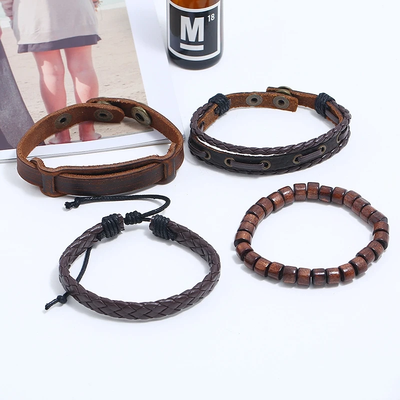 4 pçs set novo retro tecido pulseira