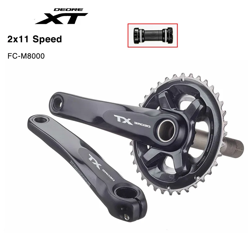 SHIMANO DEORE XT M8000 MTB Шатун 2x11S 22s 38x28T 36x26T 170 мм полый Tech II шатун для горного