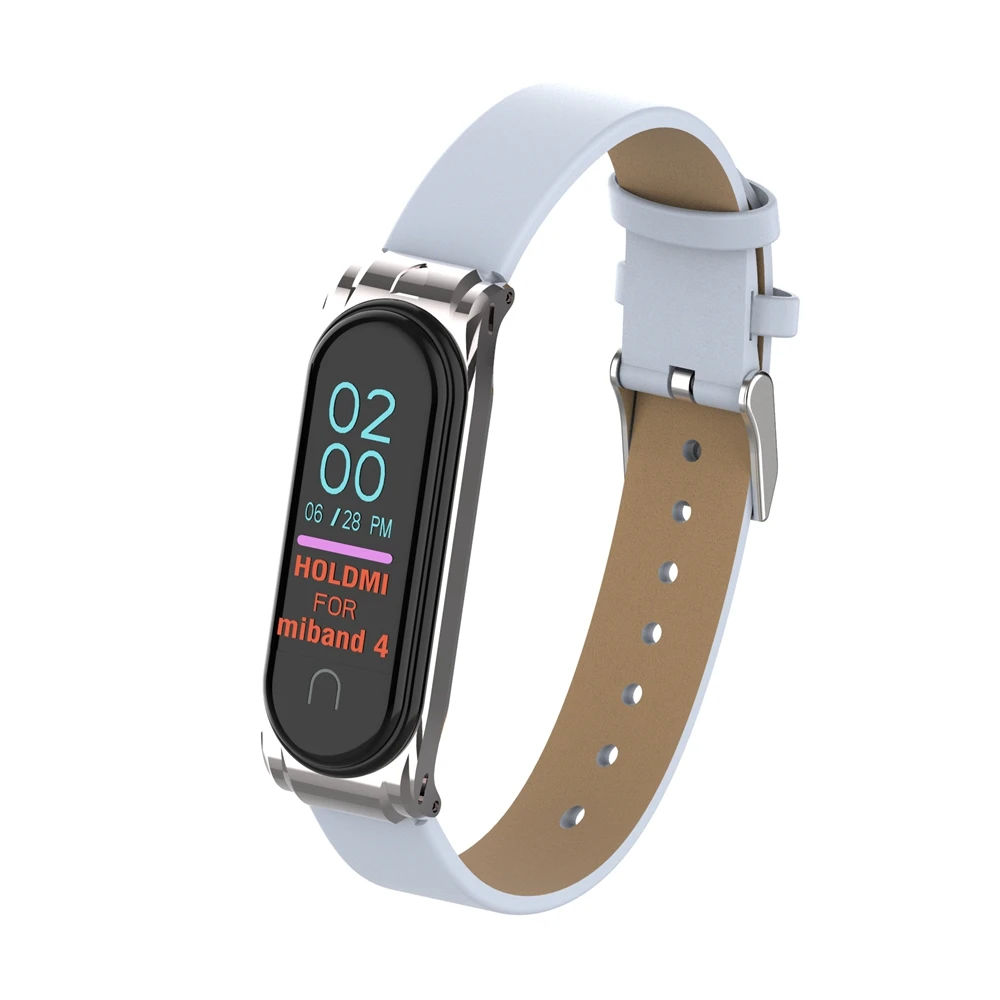 Кожаный ремешок для mi band 4, умный браслет, металлический чехол, PU ремешок для часов, для Xiaomi mi, ремешок, 3 замены, аксессуары для женщин и мужчин
