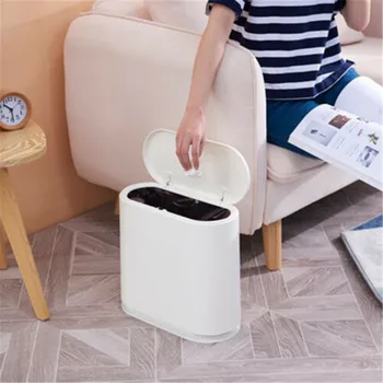 

Trash Can Garbage Rubbish Bin Waste Basket Touching Lid For Home Bathroom Office Table Dustbin Sundries Barrel Bins Storage Box