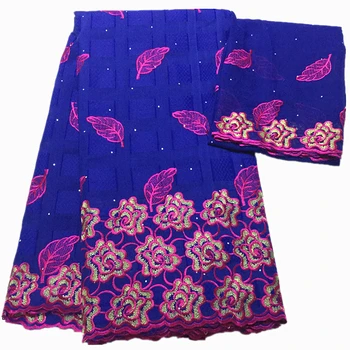 

blue african nigerian lace Fabric 2019 latest Swiss Lace fabric voile tissu with tulle lace blouse 7yards/lot