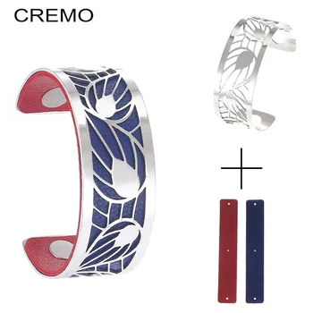 

Cremo Giraffe Bracelets & Bangles For Women Stainless Steel Jonc Bijoux Femme Cuff Bangle Reversible Leather Bangles