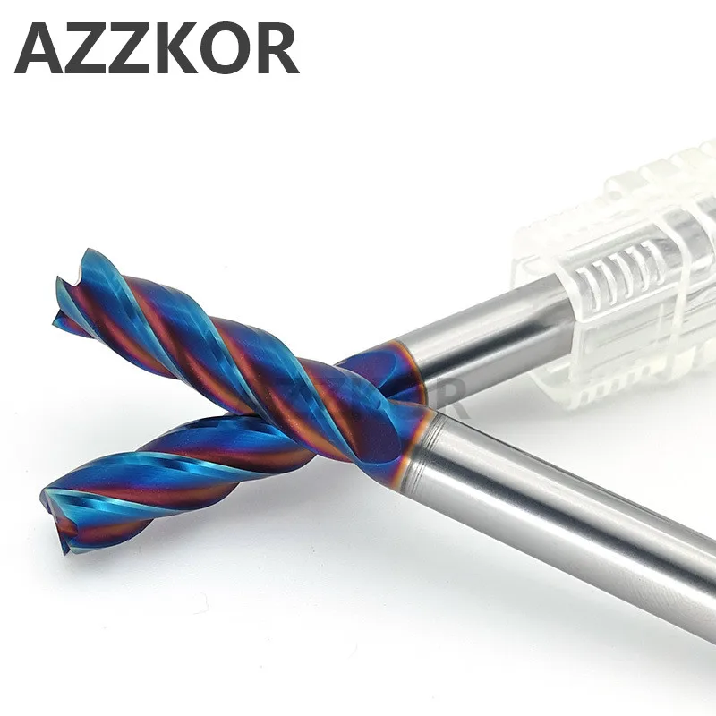AZZKOR Milling Cutter Alloy Coating Tungsten Steel Tool 100L Hrc70 Lengthening Face Mill Endmills Top CNC Milling Cutter