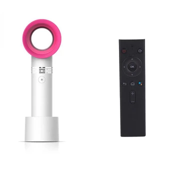 

USB Handheld Mini Cooler Leafless Fan with Q8 Bluetooth Voice Remote Controller Wireless Keyboard Air Mouse