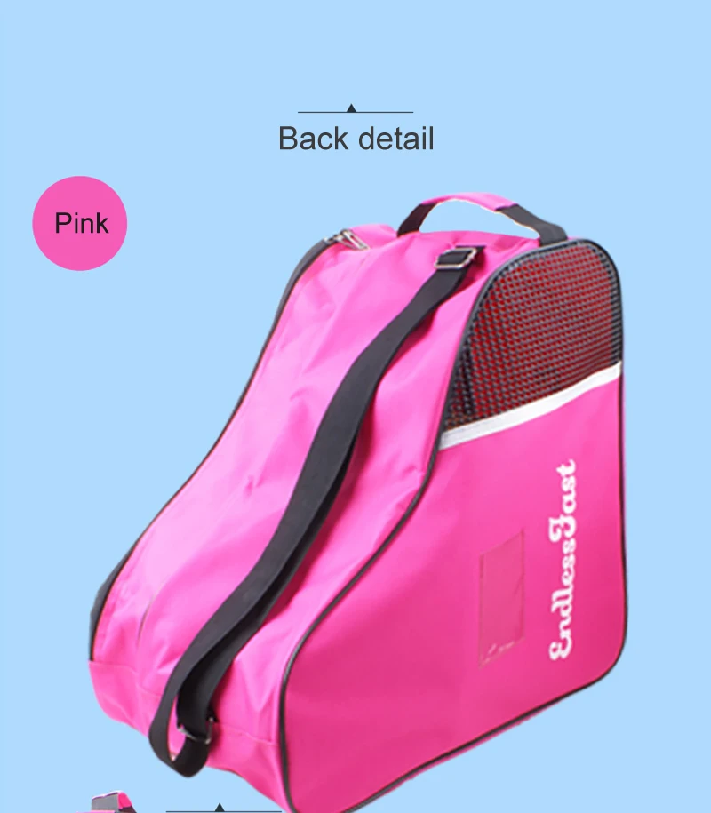 Professional Skate Bag Backpack Increase Capacity Roller Figure Skating Storage Bag Shoulder Pink Blue For Children Adult