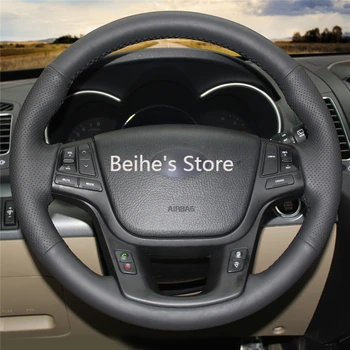 

Car Steering Wheel Cover Hand-stitc​h on Wrap Cover Car interior decoration For Kia Sorento 2009-2014 Kia Cadenza K7 2011-2015