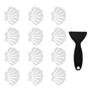 

12PCS Anti Slip Stickers Shell Shape Non Slip Stickers Adhesive Bath Decals with Scraper for Bathtub,Shower