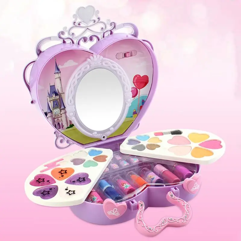 Shiny Princess Suitcase Cosmetic Case Lighting with Mirror Glamour Little Girl